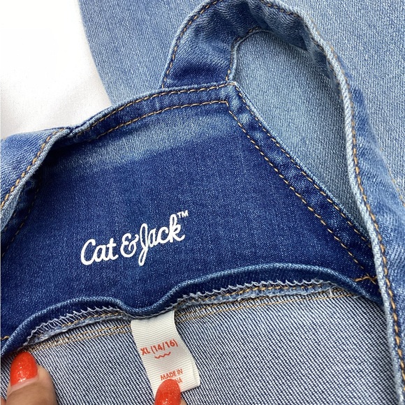 Preloved Cat and Jack denim jumpsuit size X-LARGE (14-16) - Picture 7 of 16